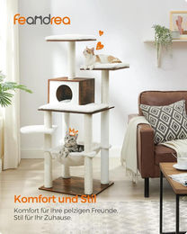 StarTech Katzenmöbel Kratzbaum und Kletterbaum aus Holz mit 5 Ebenen und gelbem Plüsch – Bild 1 von 1