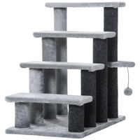 Produktbild von StarTech Katzentreppe Kratzbaum mit 4 Stufen, Kratzsäulen und Spielball aus Plüsch und Jute in Grau