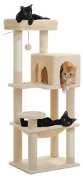 StarTech Kratzbaum für Katzen 113 cm mit 5 Ebenen, Sisal-Kratzstämmen, Kuschelhöhle und Hängematte in Beige – Bild 1 von 1