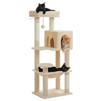 Produktbild von StarTech Kratzbaum für Katzen 113 cm mit 5 Ebenen, Sisal-Kratzstämmen, Kuschelhöhle und Hängematte in Beige
