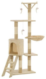 StarTech Kratzbaum für Katzen 138 cm Kletterturm mit 5 Ebenen und Sisal-Kratzstämmen in Beige – Bild 1 von 1