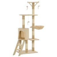 Produktbild von StarTech Kratzbaum für Katzen 138 cm Kletterturm mit 5 Ebenen und Sisal-Kratzstämmen in Beige