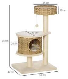 StarTech Kratzbaum für Katzen 95 cm in Beige mit Höhle und Sisalstämmen – Bild 1 von 1