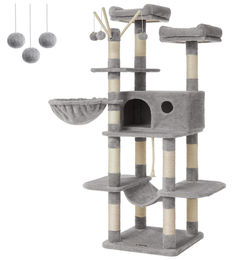 StarTech Kratzbaum für Katzen aus Holz in Grau mit Höhle und 5 Ebenen Höhe 164 cm – Bild 1 von 2