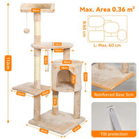 Produktbild von StarTech Kratzbaum für Katzen aus Holz mit 5 Ebenen, Höhle und gepolsterten Liegeflächen