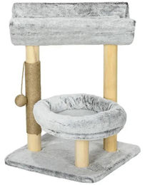 StarTech Kratzbaum für Katzen in Armeegrün mit Kratzsäule, Liegefläche mit waschbarem Kissen und rundem Plüschbett, 60 cm hoch – Bild 1 von 1