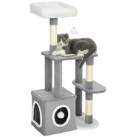 Produktbild von StarTech Kratzbaum für Katzen in Grau mit 4 Ebenen, Höhle und Sisalstamm aus Holz und Plüsch