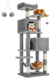 StarTech Kratzbaum für Katzen in Grau mit Plüsch und 155 cm Höhe – Bild 1 von 2