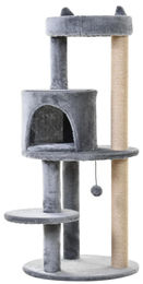 StarTech Kratzbaum für Katzen mit 4 Ebenen aus Holz und Plüsch in Grau – Bild 1 von 4