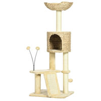Produktbild von StarTech Kratzbaum für Katzen mit 4 Ebenen, Höhle, Korb und Plüschbällen in Beige, 116 cm Höhe