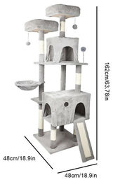 StarTech Kratzbaum für Katzen mit 4 Ebenen, Höhle und Kratzsäulen aus Stoff in Weiß – Bild 1 von 3