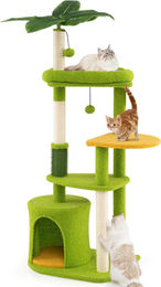 StarTech Kratzbaum für Katzen mit 4 Ebenen, Katzenhöhle, Sisal-Kratzsäule und Spielzeug in Grün – Bild 1 von 3