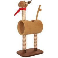 Produktbild von StarTech Kratzbaum für Katzen mit Hirsch Design, 98 cm hoch, 2 Ebenen mit Höhle, Spielball und Hanfseil in Braun