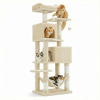 Produktbild von StarTech Kratzbaum für Wohnungskatzen in Beige mit 5 Ebenen, Katzenhaus, Hängematte und Spielbällen, 165 cm hoch