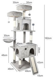 StarTech Kratzbaum für Wohnungskatzen mit 4 Ebenen, Höhle, Hängematte und Sisal-Kratzsäulen in Schwarz und Grau – Bild 1 von 2