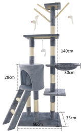 StarTech Kratzbaum Kletterturm für Katzen 140 cm mit 5 Ebenen aus Holz Grau – Bild 1 von 1