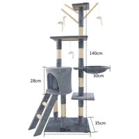 Produktbild von StarTech Kratzbaum Kletterturm für Katzen 140 cm mit 5 Ebenen aus Holz Grau