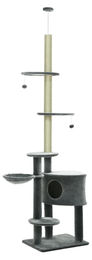 StarTech Kratzbaum mit Deckenspanner aus Holz und Plüsch in Grau für erwachsene Katzen – Bild 1 von 2