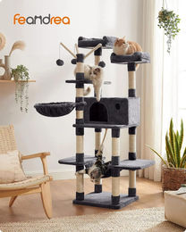 StarTech Kratzbaum XL Kletterbaum mit 5 Ebenen und Höhle in Rauchgrau für bis zu 3 Katzen 50x50x164 cm – Bild 1 von 1