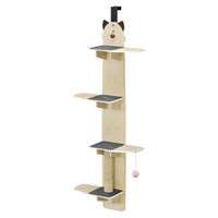 Produktbild von StarTech Türhängender Kratzbaum mit 4 Ebenen, Regalen, Kratzstamm und Spielball in Holzfarbe