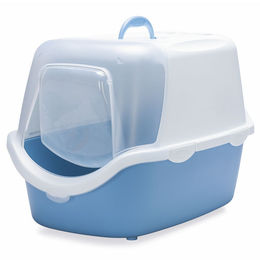 Stefanplast Haubentoilette für Katzen Cathy Easy Clean Weiß/Blau mit Schaufel 56 x 40 x 40 cm – Bild 1 von 3