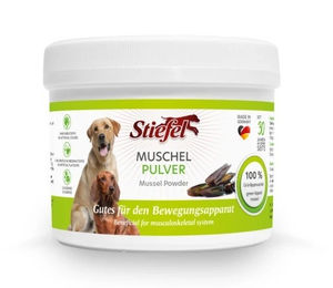 Stiefel Muschelpulver für Hunde mit neuseeländischer Grünlippmuschel zur Unterstützung der Gelenke 200 g – Bild 1 von 12