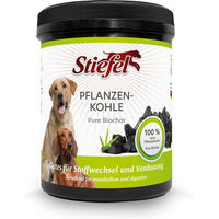 Produktbild von Stiefel Pflanzenkohle Pulver für Hunde zur Unterstützung der Verdauung 185 g