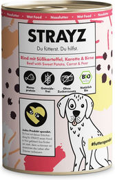 Produktbild von STRAYZ Bio Hundefutter Adult Bio-Rind mit Bio-Süßkartoffel, Bio-Karotte und Bio-Birne Stückchen in Sauce 6 x 400 g - 6 x 400 g