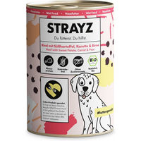 Produktbild von STRAYZ Bio Hundefutter Adult Bio-Rind mit Bio-Süßkartoffel, Bio-Karotte und Bio-Birne Stückchen in Sauce 6 x 400 g - 6 x 400 g