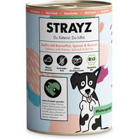 Produktbild von STRAYZ Bio Hundefutter Adult Lachs mit Kartoffel Spinat und Beeren Stückchen in Sauce 6 x 400 g ohne Zucker - 6 x 400 g