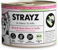 Produktbild von STRAYZ Bio Hundefutter Rind und Rote Beete Stückchen in Sauce, 6x200 g, getreidefrei und monoprotein - 6 x 200 g