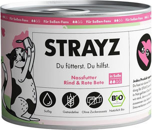 Produktbild von STRAYZ Bio Hundefutter Rind und Rote Beete Stückchen in Sauce 6x200g - 6 x 200 g
