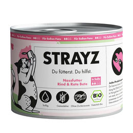 Produktbild von STRAYZ Bio Hundefutter Rind und Rote Beete Stückchen in Soße 6x200g