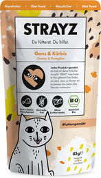 STRAYZ Bio Katzen Nassfutter Gans Stückchen in Sauce für adulte Katzen 14 x 85 g - 6 x 85 g – Bild 1 von 2