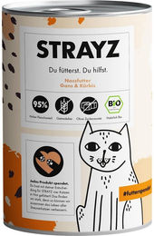 STRAYZ Bio Katzenfutter Gans und Kürbis Stückchen in Sauce 6x400g – Bild 1 von 3