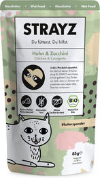STRAYZ Bio Katzenfutter Huhn und Zucchini Stückchen in Sauce Adult 14 x 85 g - 6 x 85 g – Bild 1 von 2