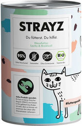 STRAYZ Bio Katzenfutter Lachs und Brokkoli 6x400g – Bild 1 von 3