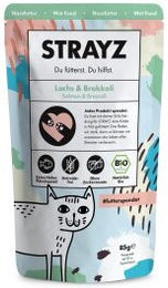 Produktbild von STRAYZ Bio Katzenpastete Lachs und Broccoli 14x85g - 14 x 85 g