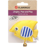 Produktbild von Strellow Flamingo Katzenspielzeug aus Stoff mit Catnip und Glöckchen gelb