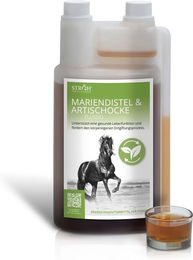 STRÖH Mariendistel & Artischocke Tropfen zur Unterstützung von Leber, Haut & Fell 1000 ml – Bild 1 von 4