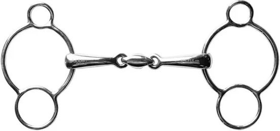 Produktbild von Stübben 3-Ring-Trense Gebiss doppelt gebrochen aus Edelstahl 14,5 cm 16 mm