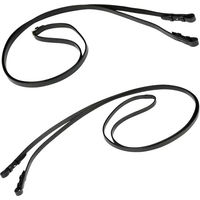 Produktbild von Stübben Kandarenzügel Set aus Leder flach und schmal in Schwarz mit Silberbeschlag für Vollblut und Warmblut