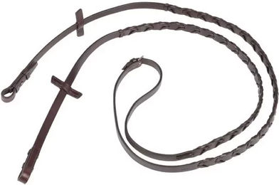 Stübben Lederzügel bflochten Ebony mit Silberbeschlag für Vollblut 140cm – Bild 1 von 3