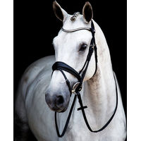 Produktbild von Stübben Switch MagicTack Trense 2810 anatomisches 2in1 kombiniertes Reithalfter aus Leder in Schwarz für Warmblut