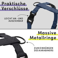 Produktbild von STUCH Hundegeschirr H-Form PureControl Vegan aus Nylon Blau Größe S