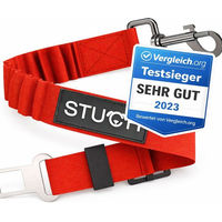 Produktbild von STUCH Universeller Bungee Sicherheitsgurt für Hunde und Katzen aus Nylon in Rot, Längenverstellbar 60-80cm