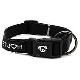 STUCH Veganes Hundehalsband aus Nylon gepolstert und verstellbar Schwarz Größe L PETA Zertifiziert – Bild 1 von 4