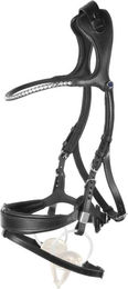 Stübben Trensenzaum Freedom II mit Slide&Lock und Strass sowie kombiniertem Reithalfter aus Leder und Metall in Schwarz für Warmblut – Bild 1 von 1