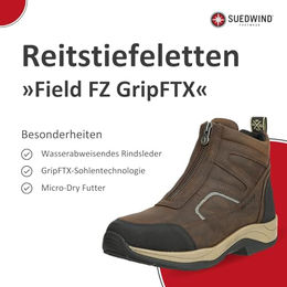 SUEDWIND FOOTWEAR Reitstiefeletten Field FZ GripFTX Unisex Leder Braun Gr. 44 wasserdicht – Bild 1 von 9