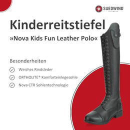 Suedwind Nova Kids Fun Polo Reitstiefel aus Leder für Kinder Schwarz Größe 35 – Bild 1 von 8